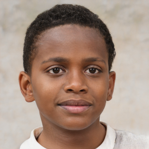 Neutral black child female with short  brown hair and brown eyes
