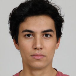 Neutral asian young-adult male with short  brown hair and brown eyes