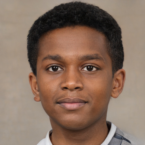 Neutral black child male with short  black hair and brown eyes