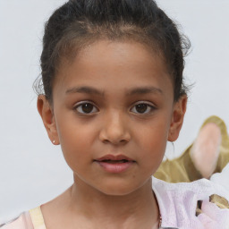 Neutral white child female with short  brown hair and brown eyes