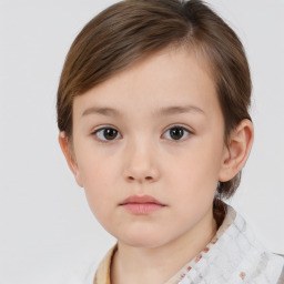 Neutral white child female with short  brown hair and brown eyes