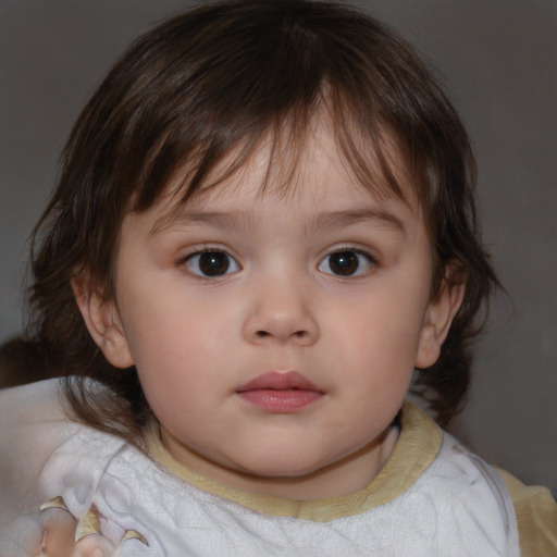 Neutral white child female with medium  brown hair and brown eyes