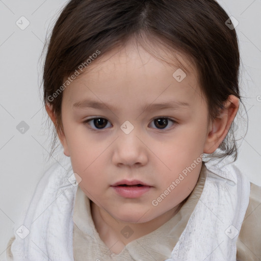 Neutral white child female with medium  brown hair and brown eyes