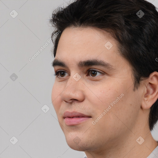 Neutral white young-adult male with medium  brown hair and brown eyes