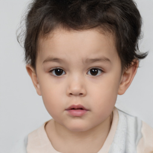 Neutral white child male with short  brown hair and brown eyes