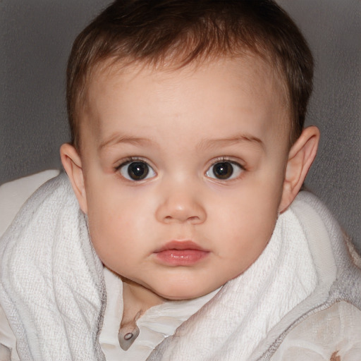 Neutral white child female with short  brown hair and blue eyes