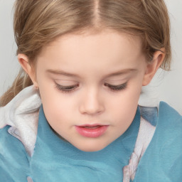 Neutral white child female with short  brown hair and brown eyes