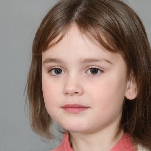 Neutral white child female with medium  brown hair and brown eyes