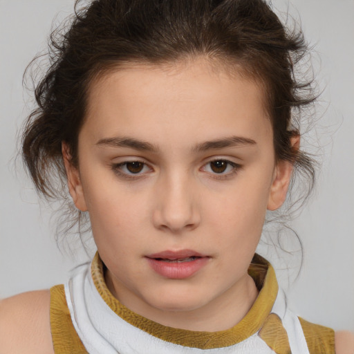 Neutral white child female with medium  brown hair and brown eyes