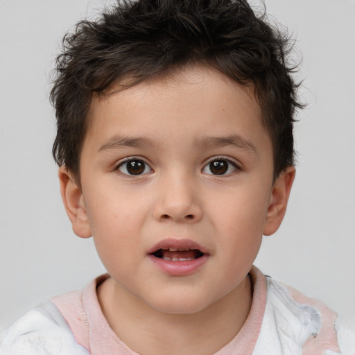 Neutral white child male with short  brown hair and brown eyes