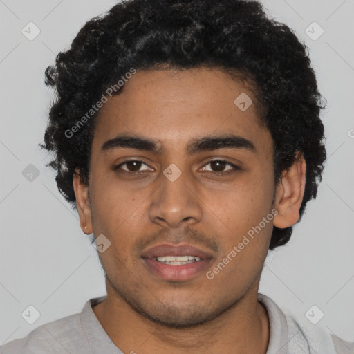 Neutral black young-adult male with short  brown hair and brown eyes