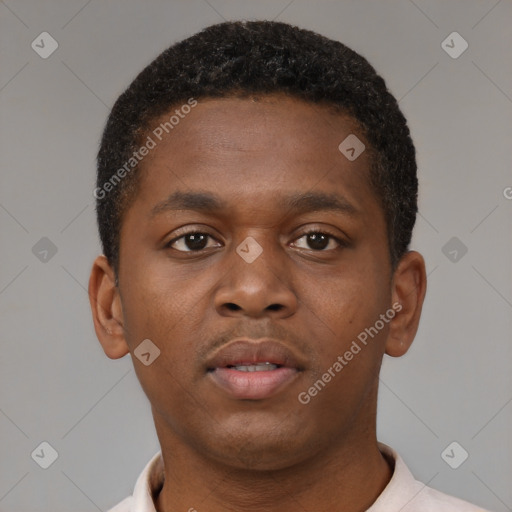 Neutral black young-adult male with short  brown hair and brown eyes