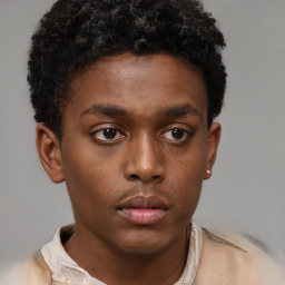 Neutral black young-adult male with short  brown hair and brown eyes