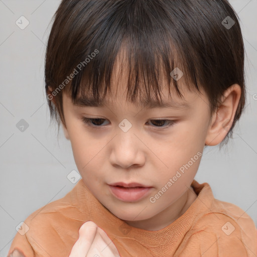 Neutral white child female with medium  brown hair and brown eyes