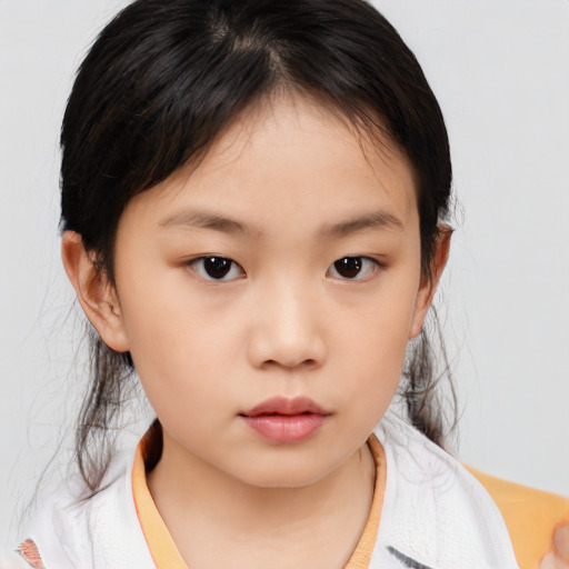 Neutral asian child female with medium  brown hair and brown eyes