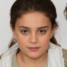 Neutral white child female with medium  brown hair and brown eyes