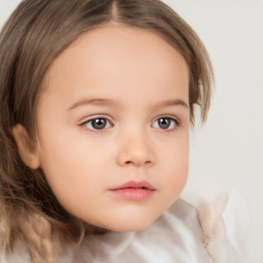 Neutral white child female with medium  brown hair and brown eyes