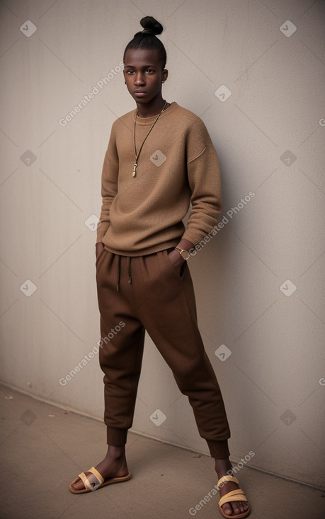 Senegalese teenager boy with  brown hair