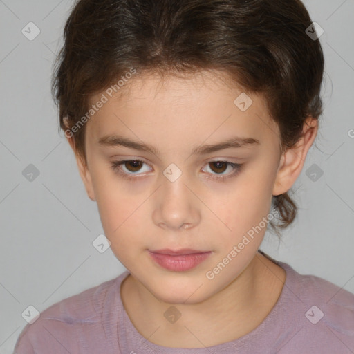 Neutral white child female with medium  brown hair and brown eyes