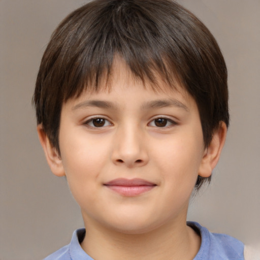 Neutral white child female with short  brown hair and brown eyes