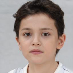 Neutral white child female with short  brown hair and brown eyes