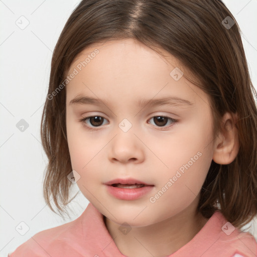 Neutral white child female with medium  brown hair and brown eyes