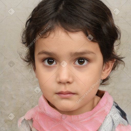 Neutral white child female with medium  brown hair and brown eyes