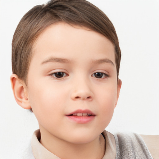 Neutral white child male with short  brown hair and brown eyes