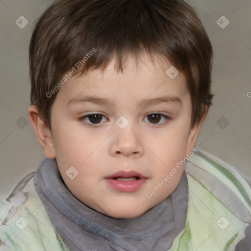 Neutral white child male with short  brown hair and brown eyes