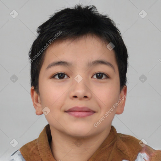 Neutral asian young-adult female with short  brown hair and brown eyes