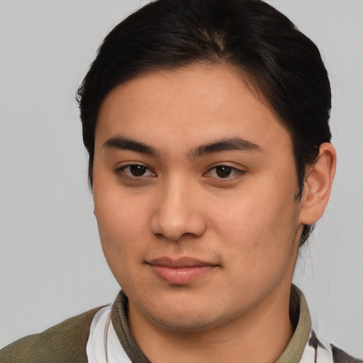 Neutral asian young-adult male with medium  brown hair and brown eyes