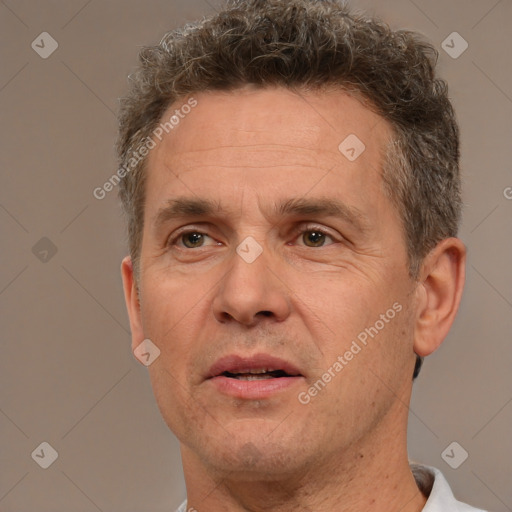 Neutral white adult male with short  brown hair and brown eyes