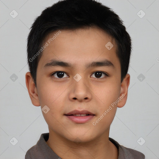 Neutral asian young-adult male with short  brown hair and brown eyes