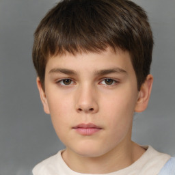 Neutral white child male with short  brown hair and brown eyes