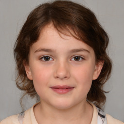 Neutral white child female with medium  brown hair and brown eyes