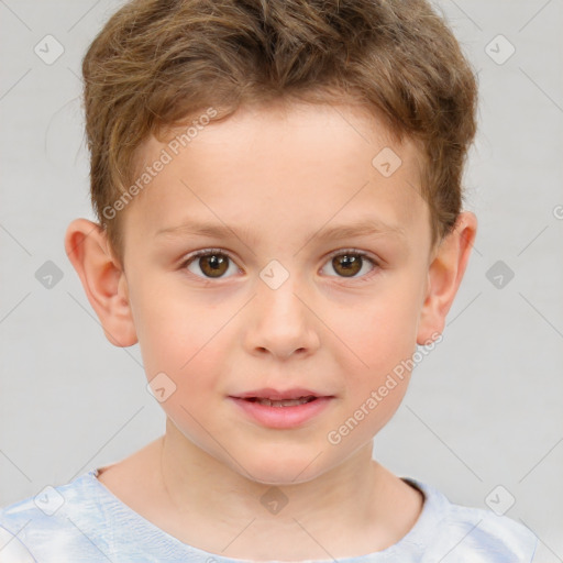 Neutral white child male with short  brown hair and brown eyes