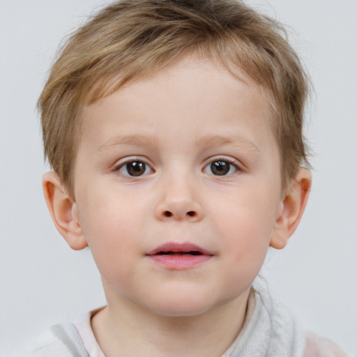 Neutral white child male with short  brown hair and brown eyes