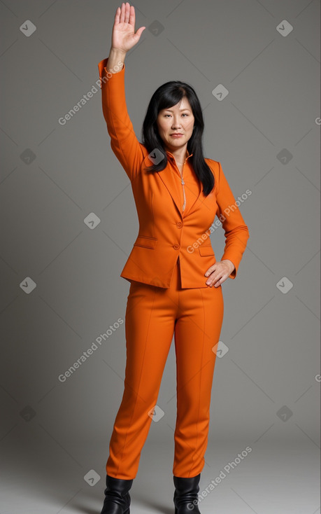 Mongolian middle-aged female with  black hair