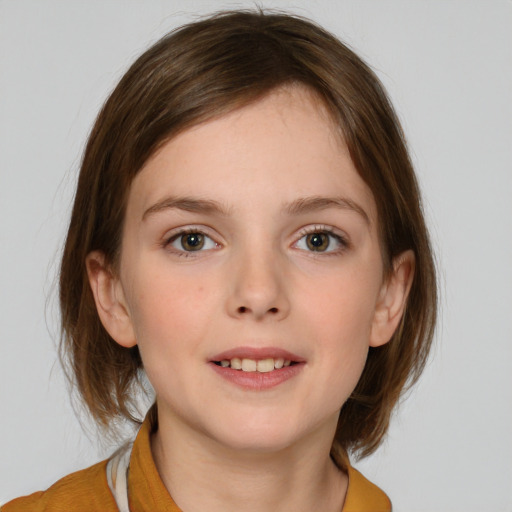 Neutral white child female with medium  brown hair and brown eyes