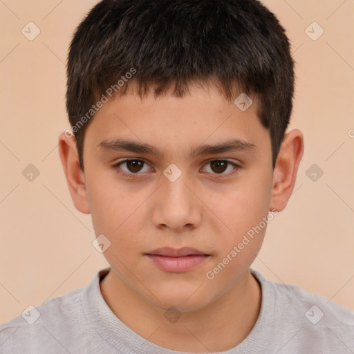 Neutral white child male with short  brown hair and brown eyes