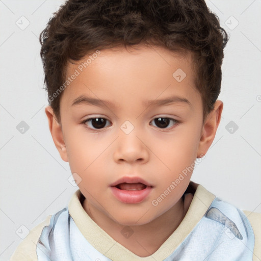 Neutral white child male with short  brown hair and brown eyes