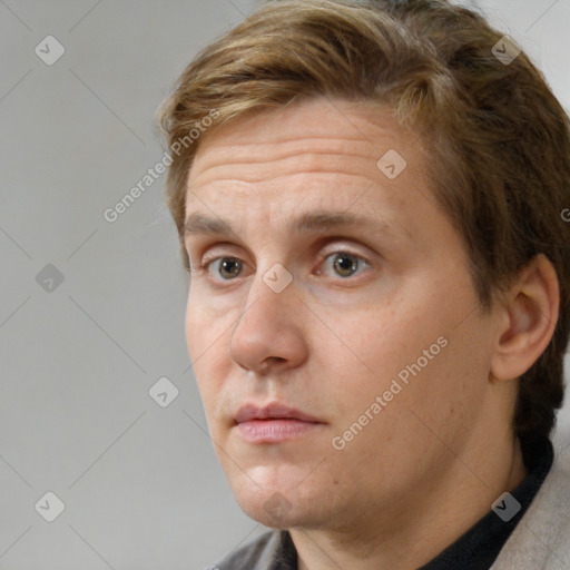 Neutral white adult male with short  brown hair and brown eyes