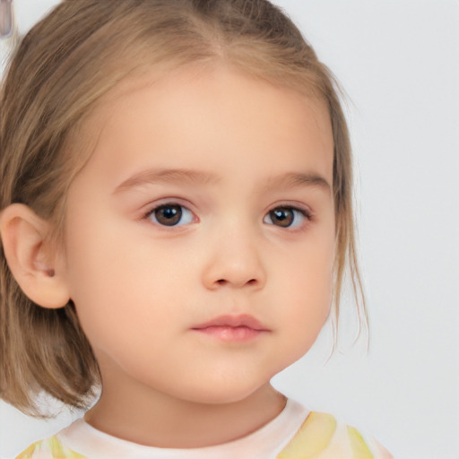 Neutral white child female with medium  brown hair and brown eyes