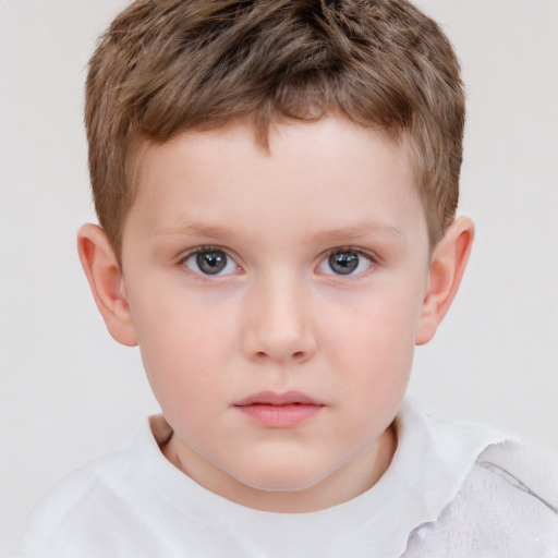 Neutral white child male with short  brown hair and brown eyes