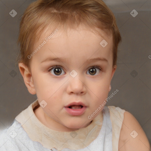 Neutral white child female with short  brown hair and brown eyes