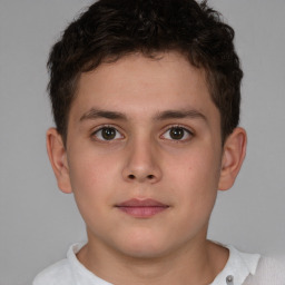 Neutral white child male with short  brown hair and brown eyes