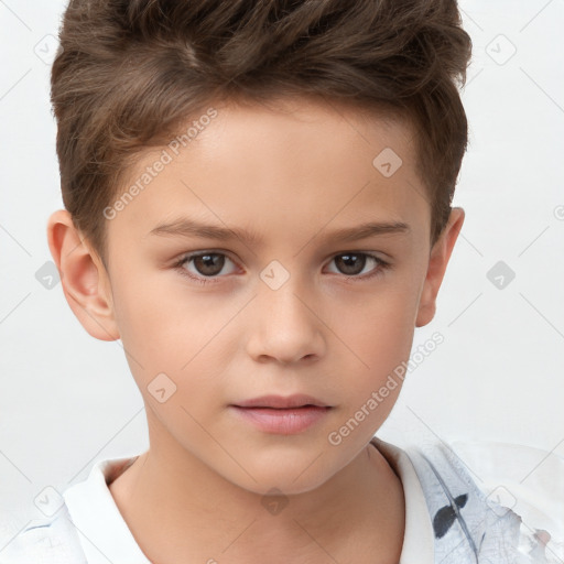 Neutral white child male with short  brown hair and brown eyes