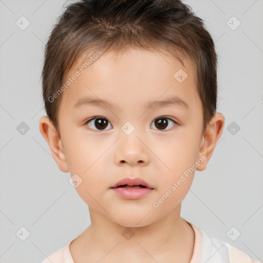 Neutral white child male with short  brown hair and brown eyes