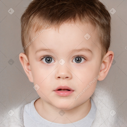 Neutral white child male with short  brown hair and brown eyes