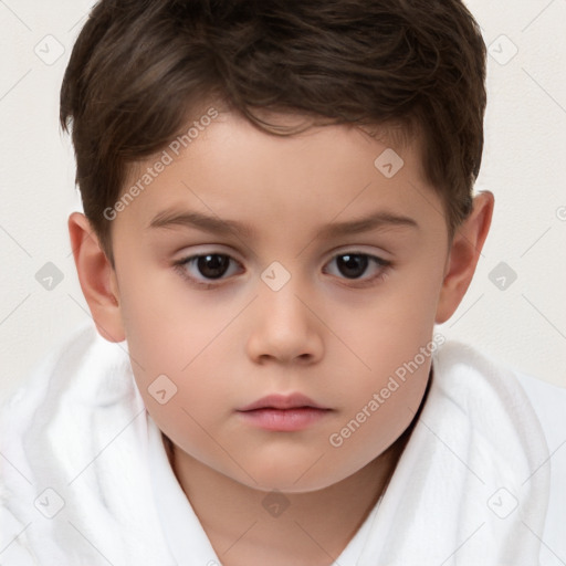 Neutral white child male with short  brown hair and brown eyes